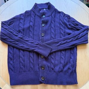 Elegant Purple Cable Knit Cardigan
